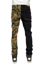 Load image into Gallery viewer, Bistre Washed Skinny Half and Half Twill Pants
