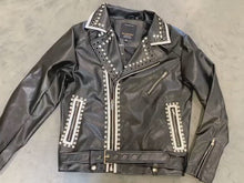 Load and play video in Gallery viewer, SKULL GANGSTER RIDERS FAUX LEATHER JACKET
